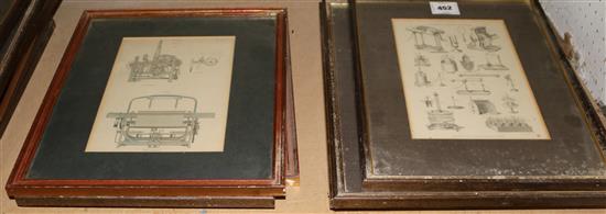 Collection of framed machine & engineering prints